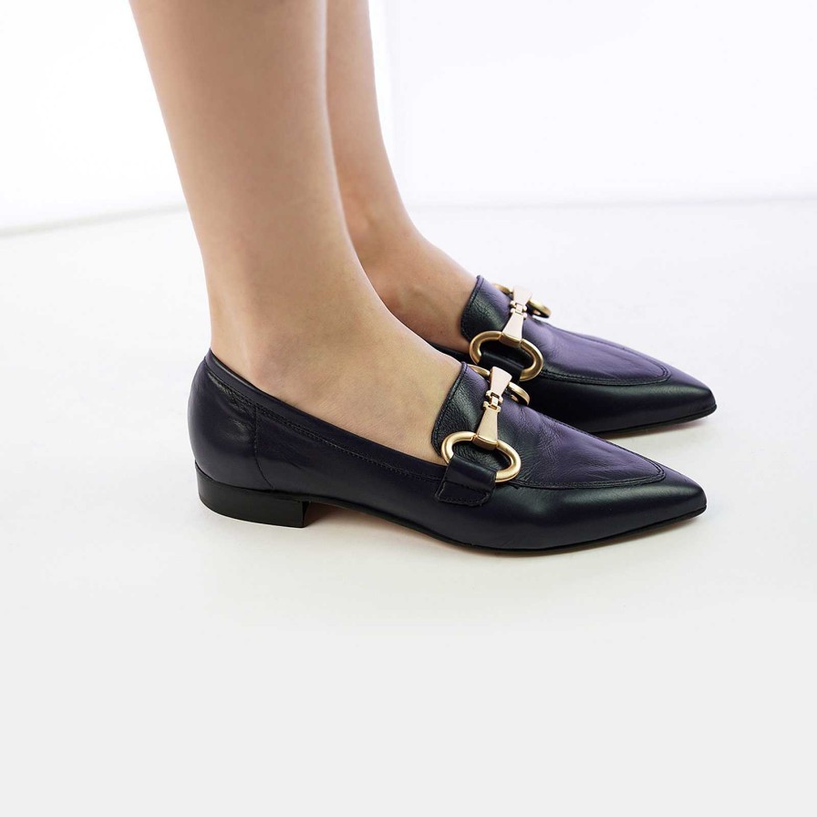 Spring Summer Patty Shoes | Pointed Toe Nappa Loafers With Blue Horsebit