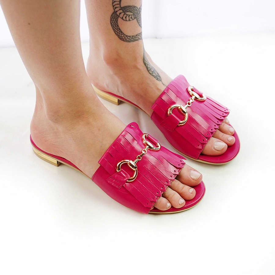 Spring Summer Patty Shoes | Fuchsia-Coloured Nappa Slippers With Horsebit