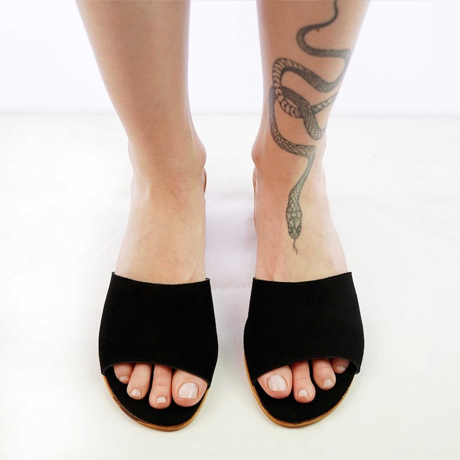 Spring Summer Patty Shoes | Black Suede Slippers