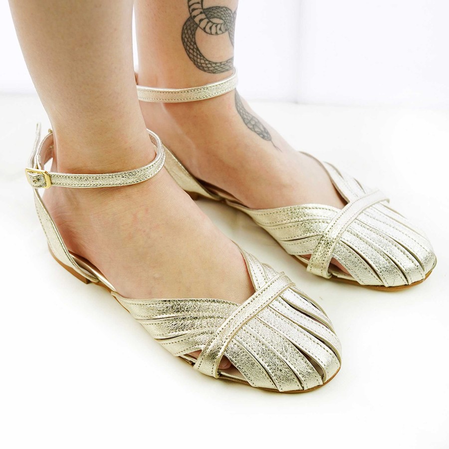 Spring Summer Patty Shoes | Striped Sandals In Platinum Laminated Nappa Leather