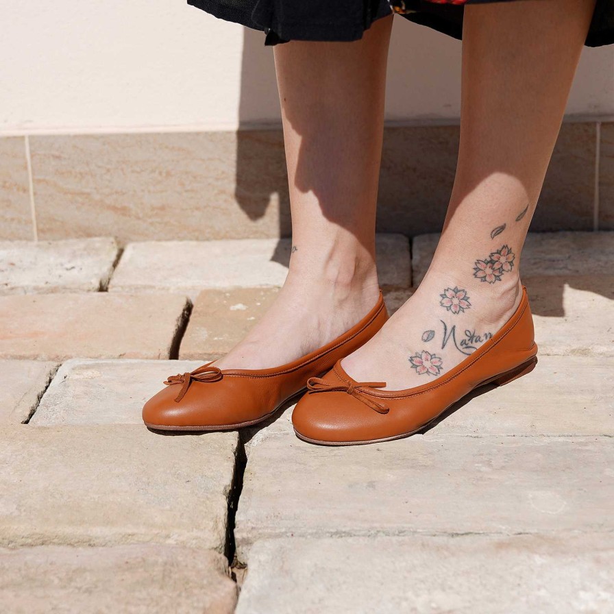 Spring Summer Patty Shoes | Women'S Ballet Flats In Leather-Coloured Cowhide