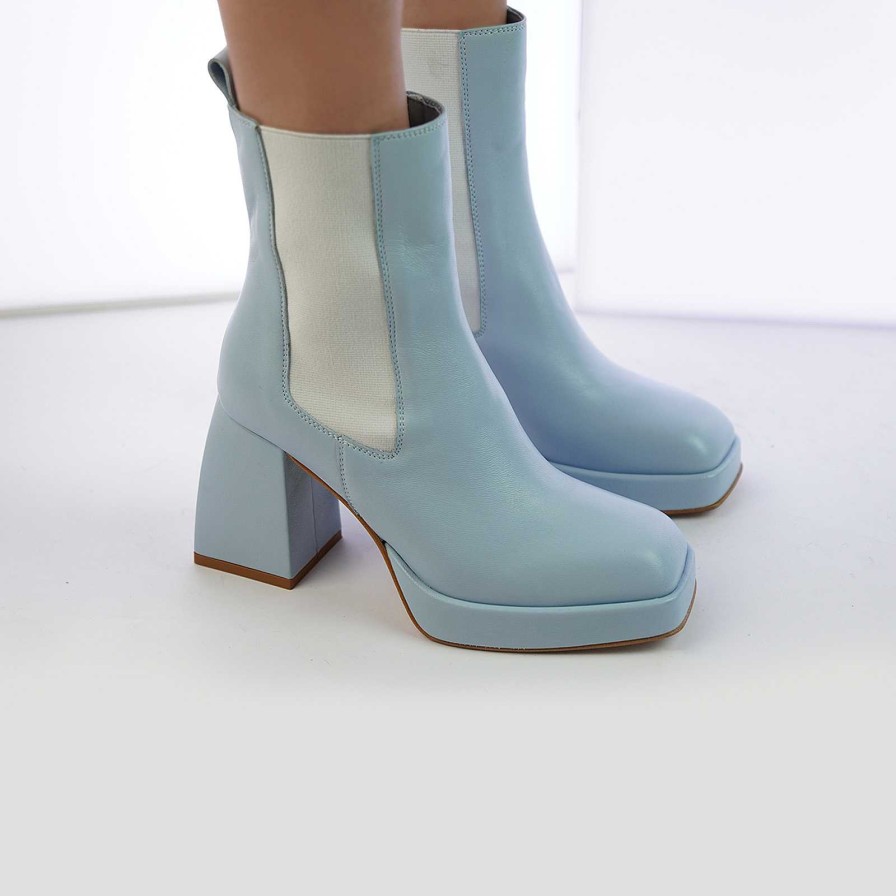 Spring Summer Patty Shoes | Nappa Ankle Boots With Sail-Colored Elastic