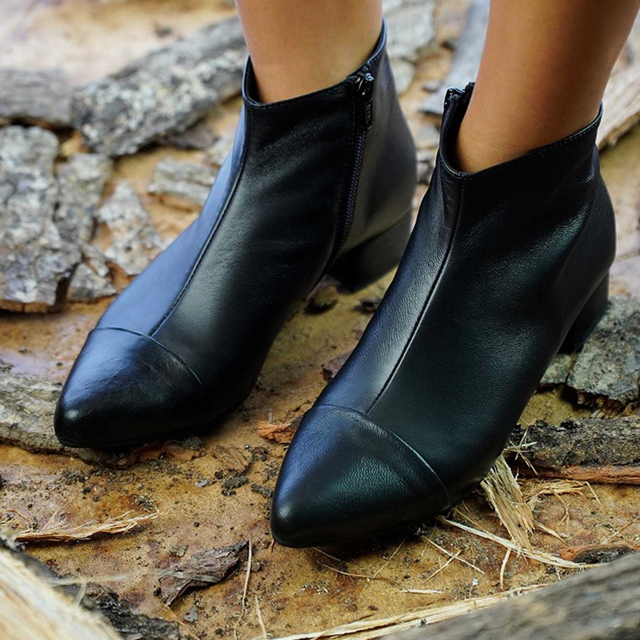 Autumn Winter Patty Shoes | Women'S Black Nappa Ankle Boots With Side Zip