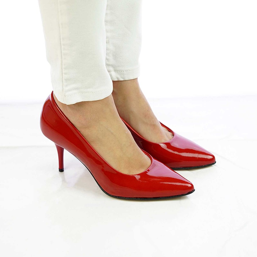 Spring Summer Patty Shoes | Handcrafted Red Patent Leather Pumps