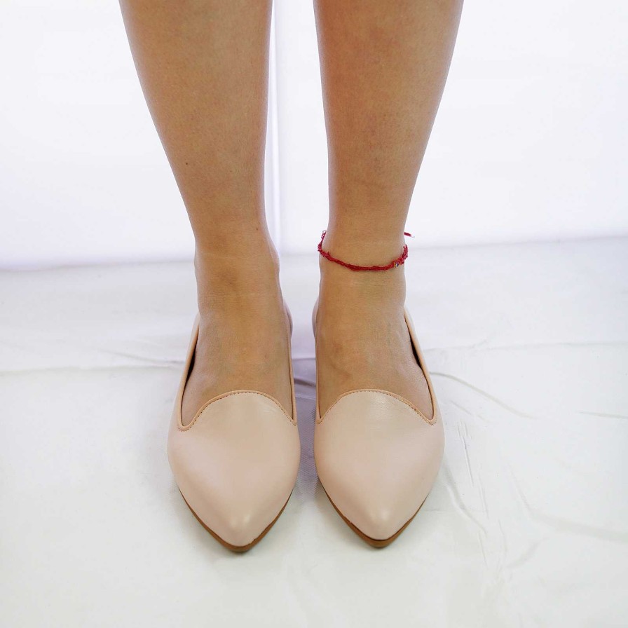 Spring Summer Patty Shoes | Nude Real Leather Ballet Flats