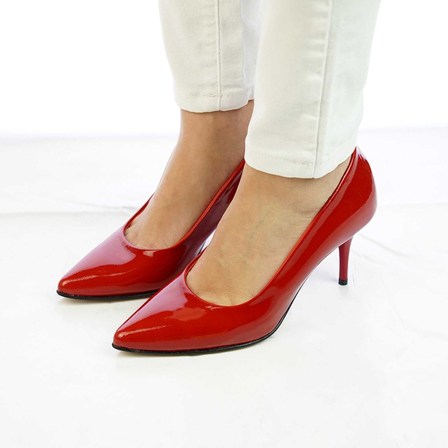 Spring Summer Patty Shoes | Handcrafted Red Patent Leather Pumps