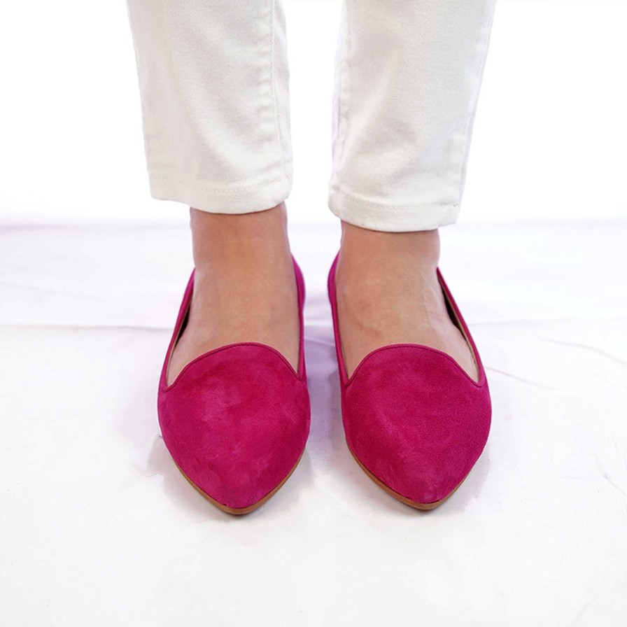 Spring Summer Patty Shoes | Fuchsia Suede Ballet Flats