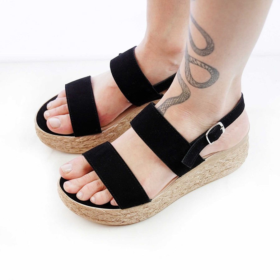 Spring Summer Patty Shoes | Black Suede Sandals