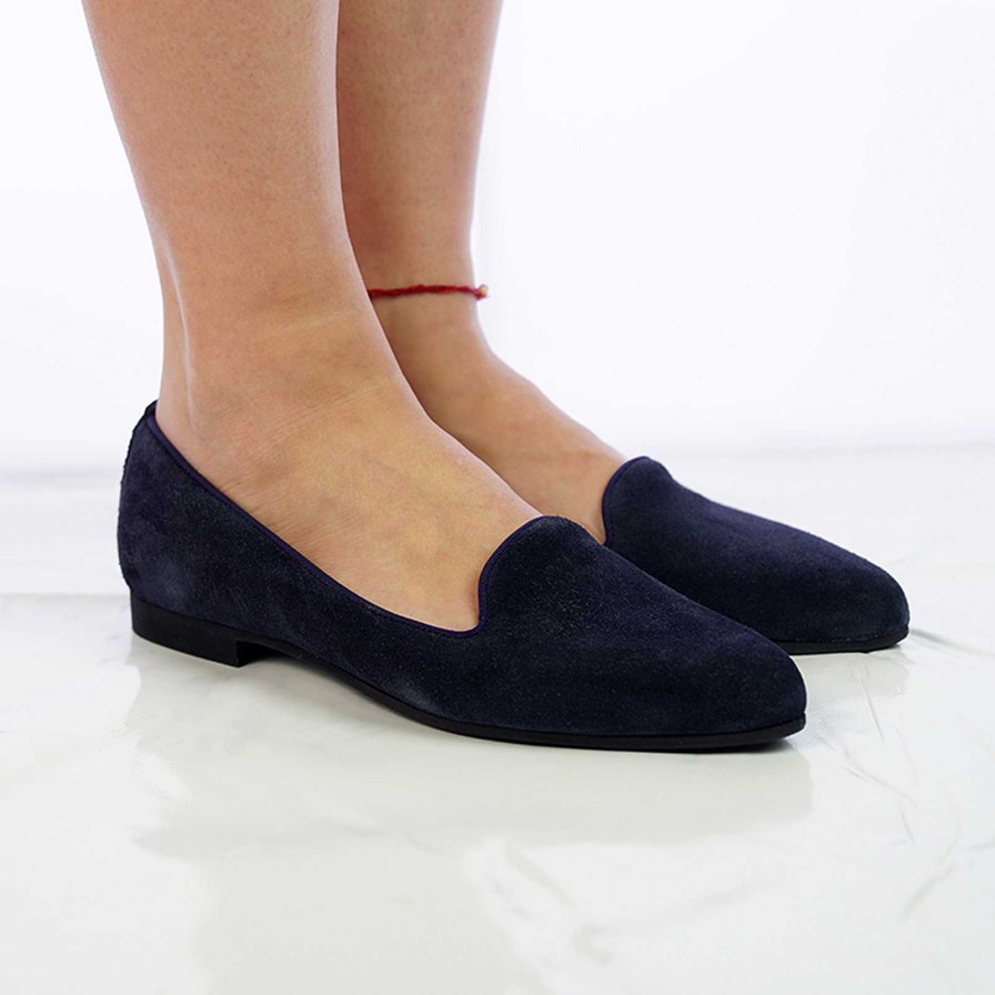 Spring Summer Patty Shoes | Blue Suede Ballet Flats