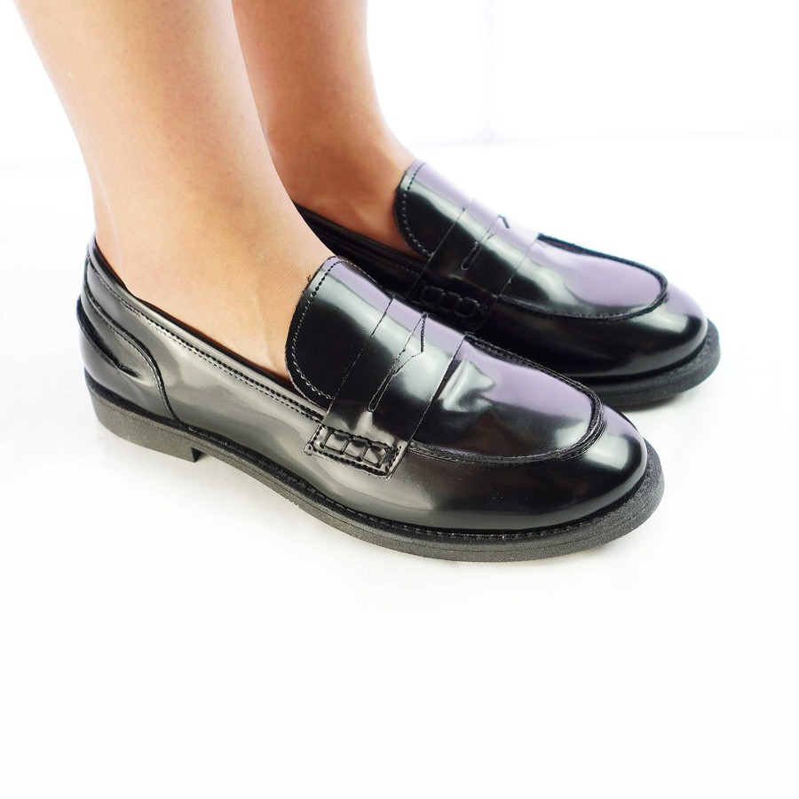 Autumn Winter Patty Shoes | Black Abraded Women'S Moccasins