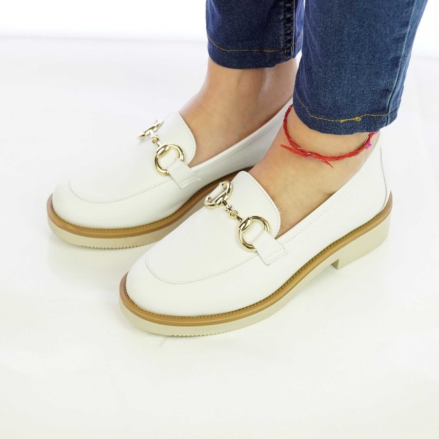 Spring Summer Patty Shoes | Women'S Handcrafted Nappa Moccasins With White Horsebit