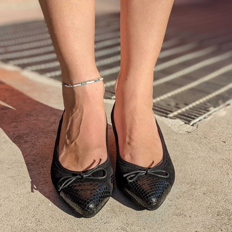 Spring Summer Patty Shoes | Black Suede Ballet Flats With Pito Insert