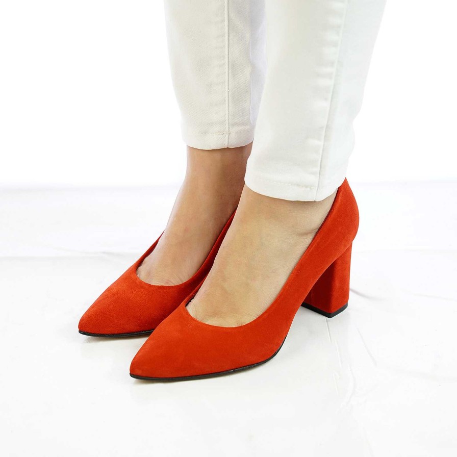 Spring Summer Patty Shoes | Handcrafted Pumps In Red Suede