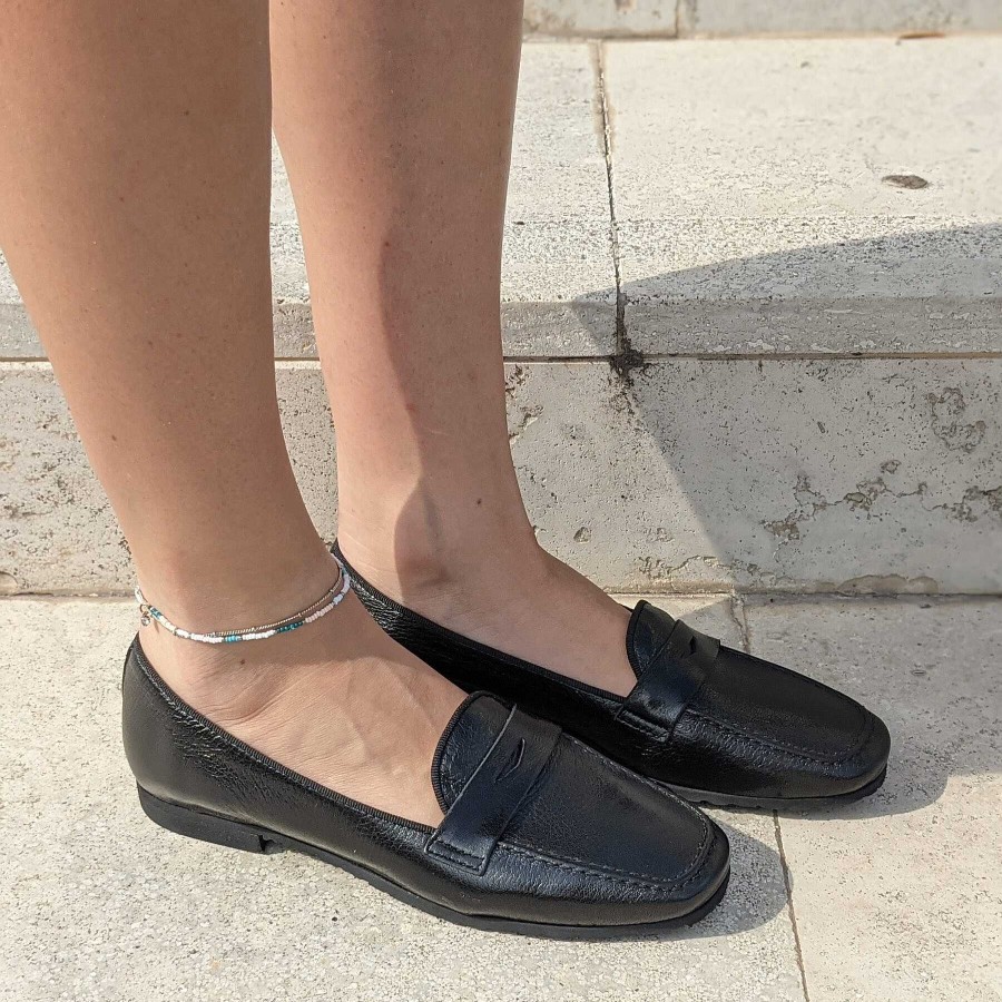 Spring Summer Patty Shoes | Women'S Moccasins In Genuine Black Bott Leather