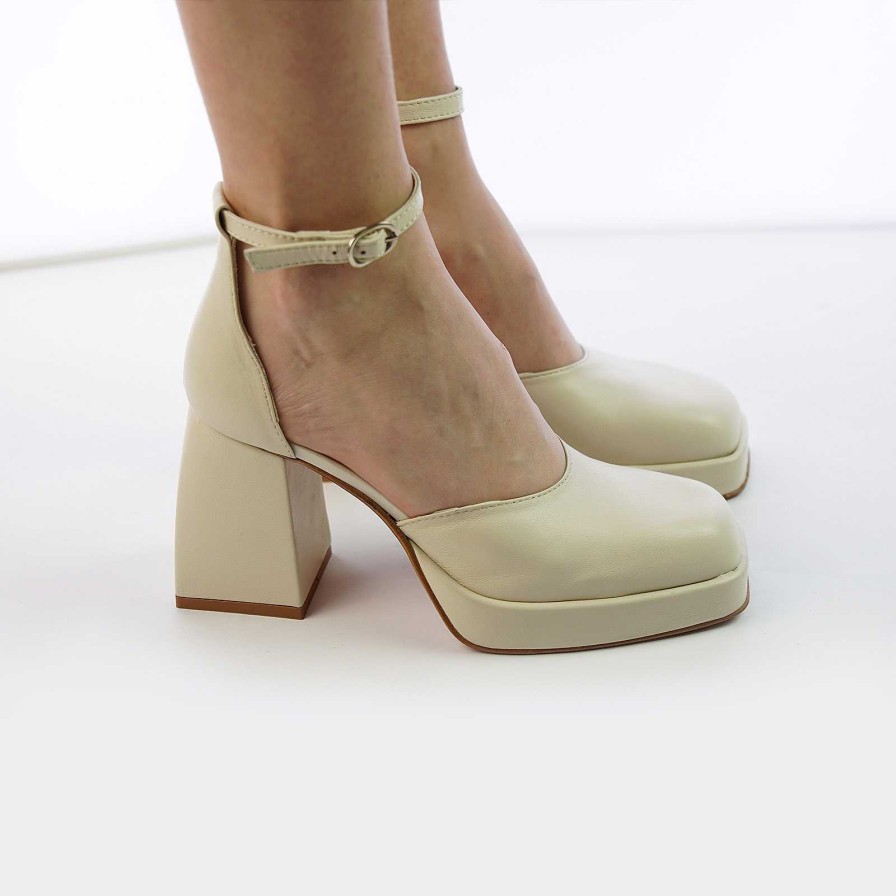 Spring Summer Patty Shoes | Raw Colored Nappa Leather Sandals With Ankle Strap