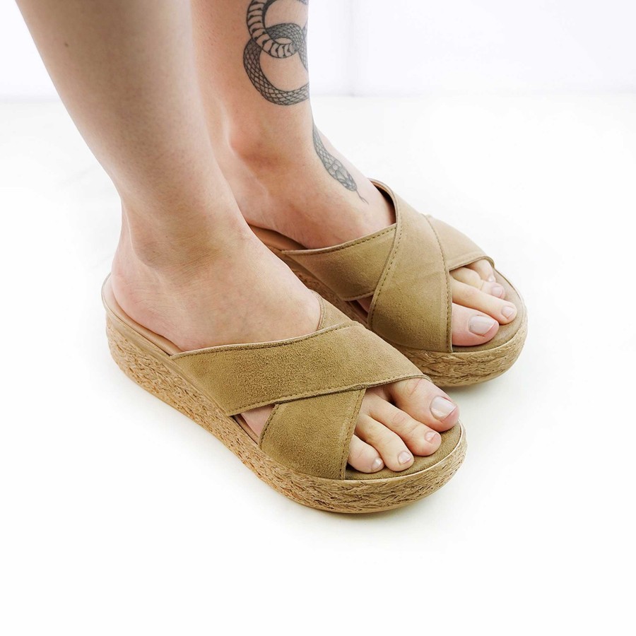 Spring Summer Patty Shoes | Taupe Suede Slippers