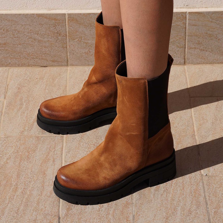 Spring Summer Patty Shoes | Women'S Beatles Ankle Boots In Tan Suede