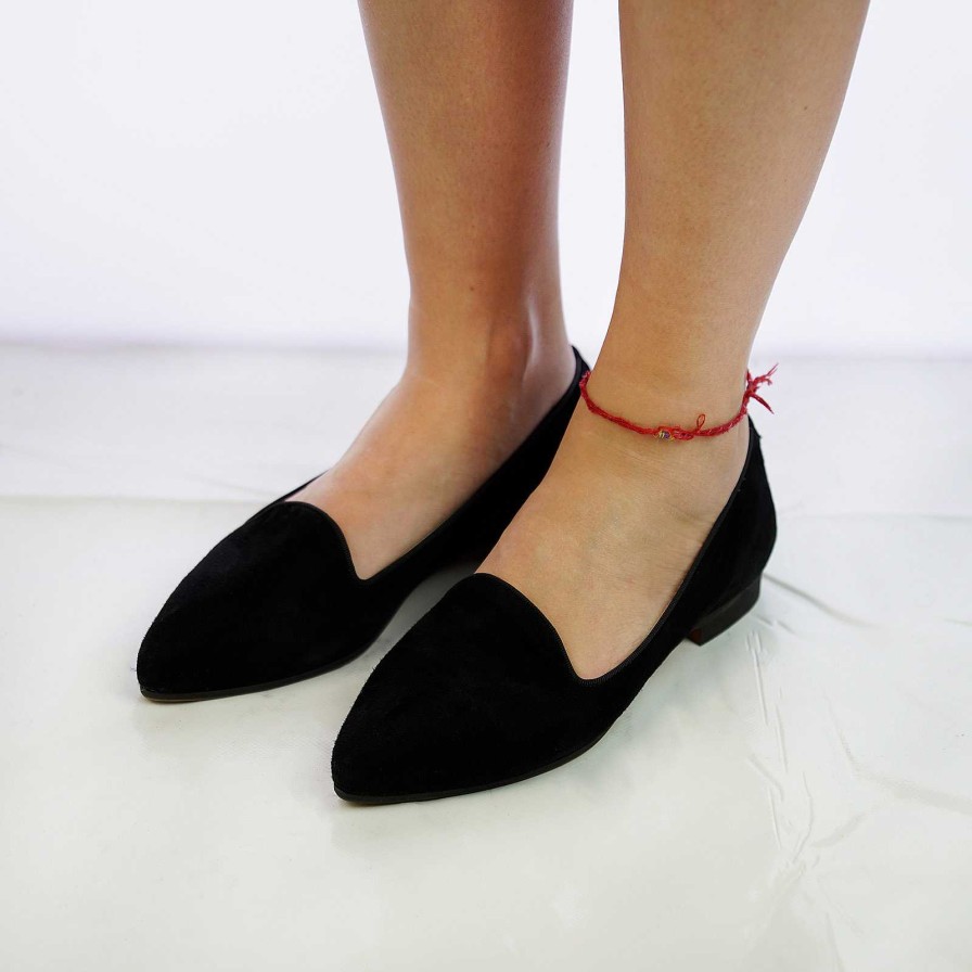 Spring Summer Patty Shoes | Black Suede Ballet Flats