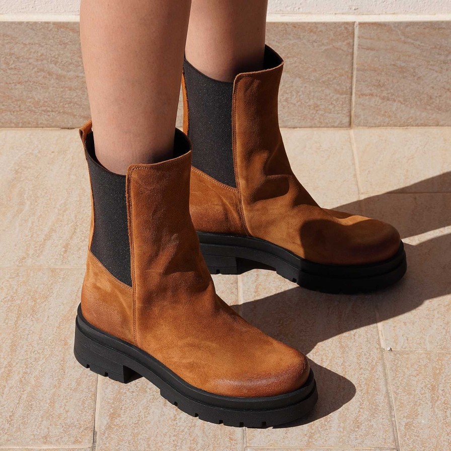 Spring Summer Patty Shoes | Women'S Beatles Ankle Boots In Tan Suede