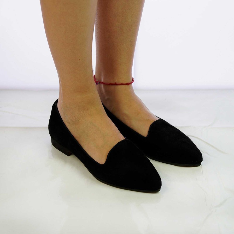 Spring Summer Patty Shoes | Black Suede Ballet Flats