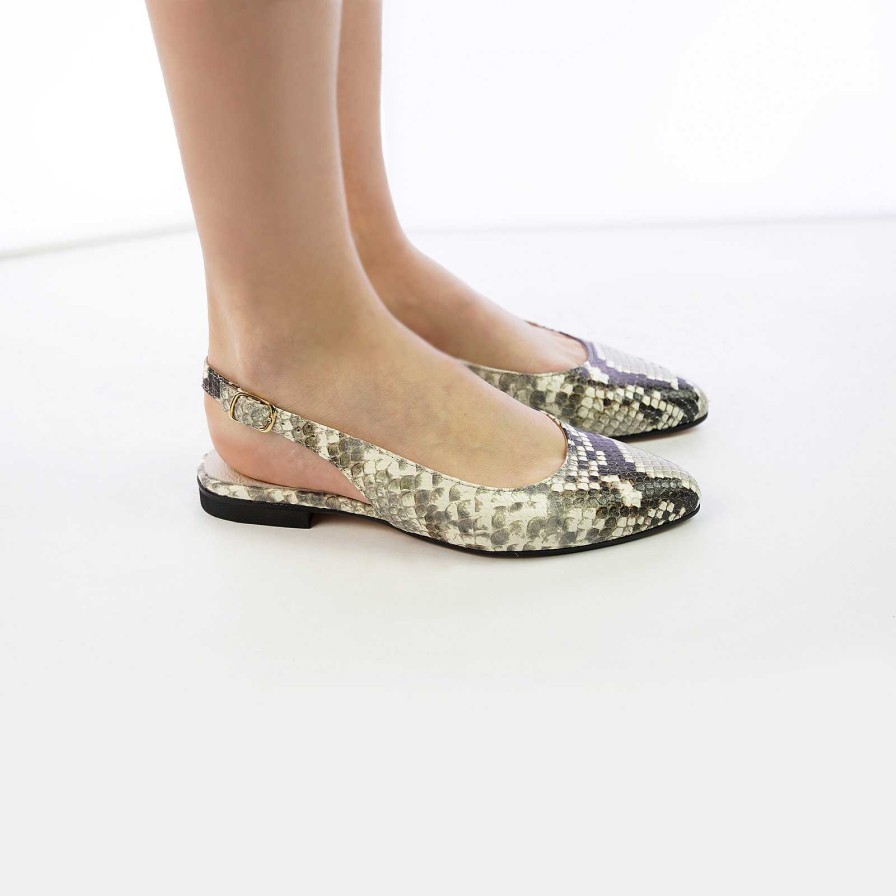 Spring Summer Patty Shoes | Pointed Ballerinas In Genuine Python Leather With Strap