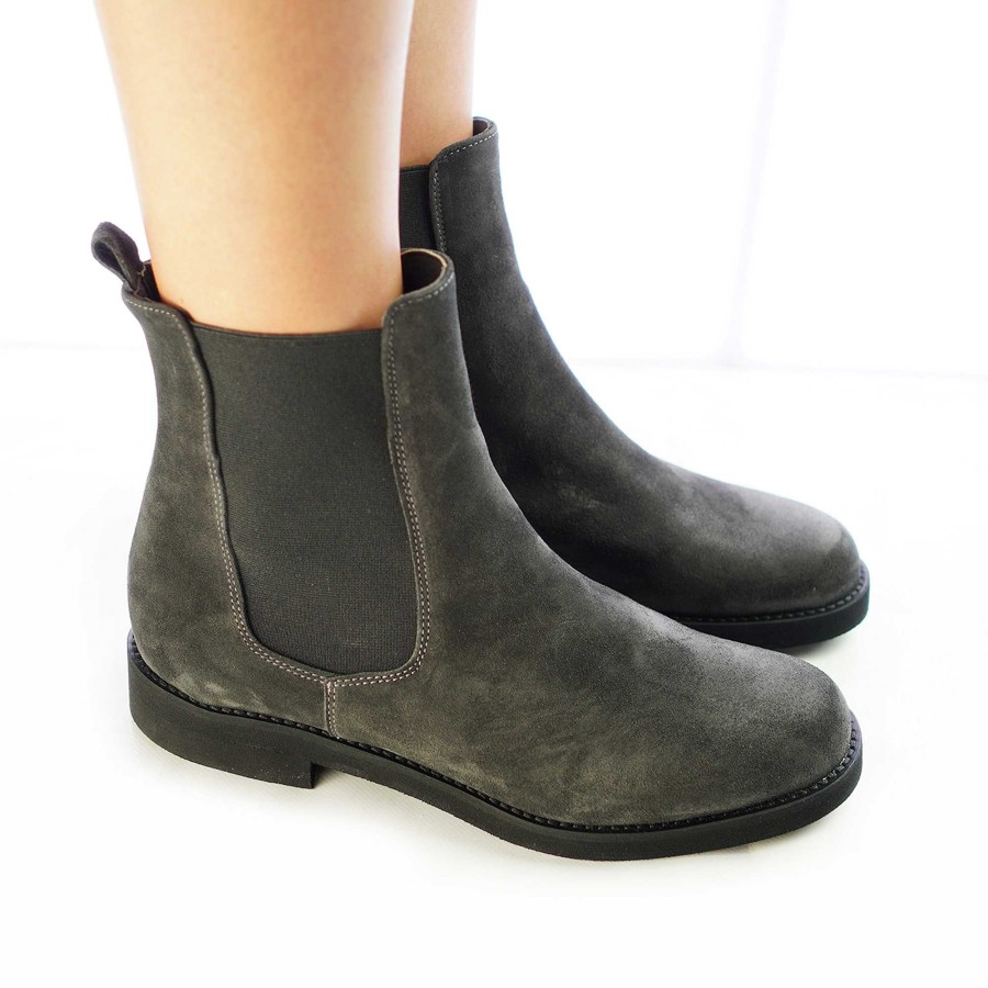 Autumn Winter Patty Shoes | Handcrafted Women'S Beatles Ankle Boots In Gray Suede