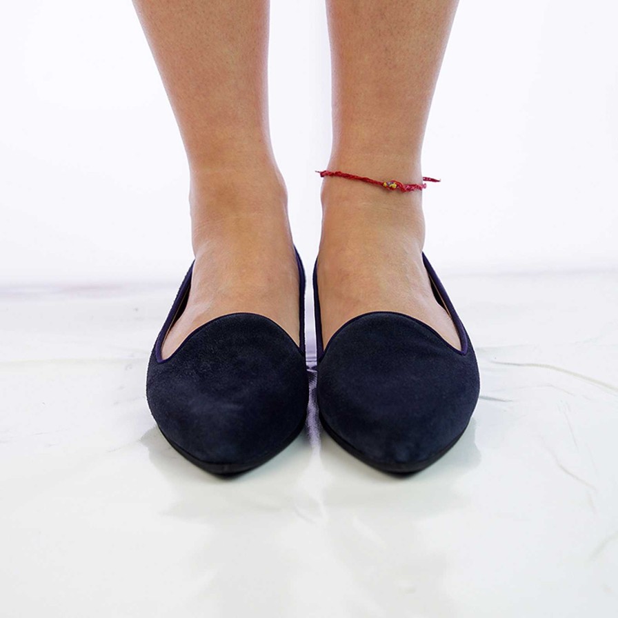 Spring Summer Patty Shoes | Blue Suede Ballet Flats