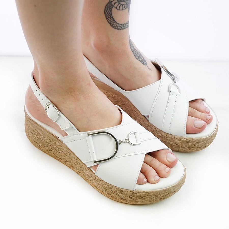 Spring Summer Patty Shoes | White Leather Sandals