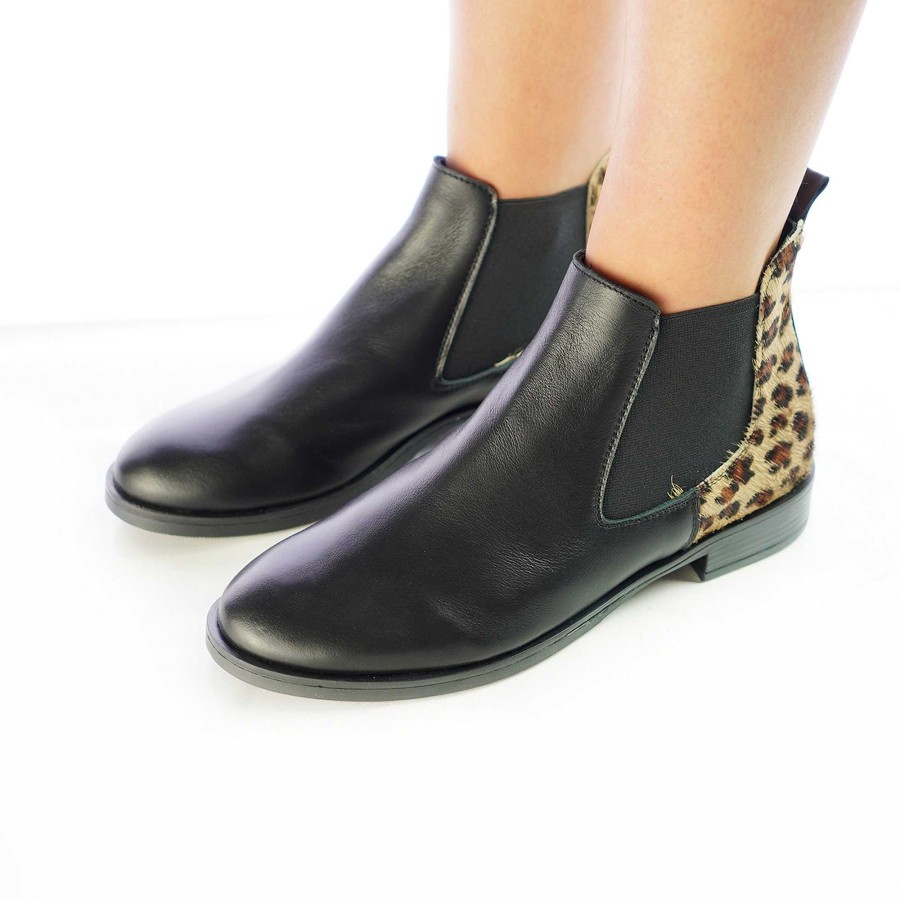 Autumn Winter Patty Shoes | Beatles Women'S Ankle Boots In Genuine Cavallino Macu Leather, Black Colour