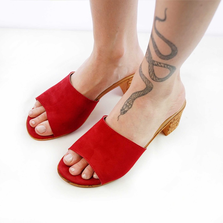 Spring Summer Patty Shoes | Red Suede Slippers