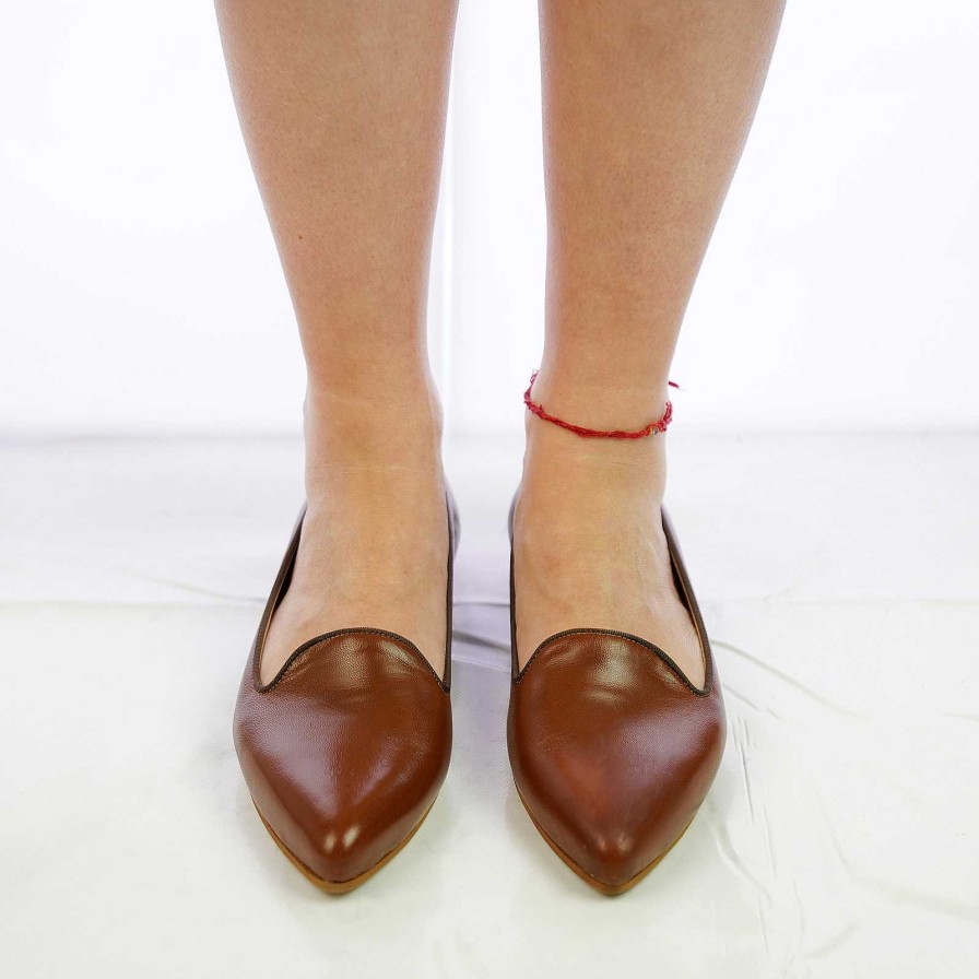 Spring Summer Patty Shoes | Real Leather Ballet Flats In Tan Colour