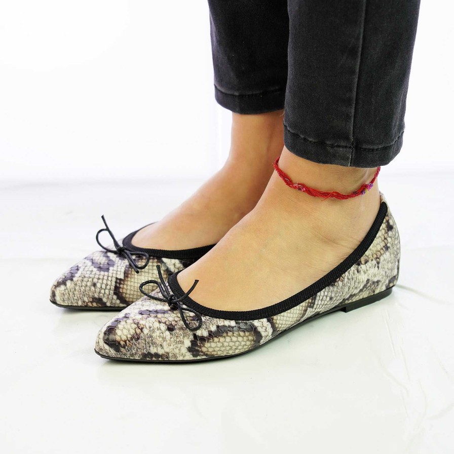 Spring Summer Patty Shoes | Pointed Toe Genuine Leather Rock Python Ballet Flats