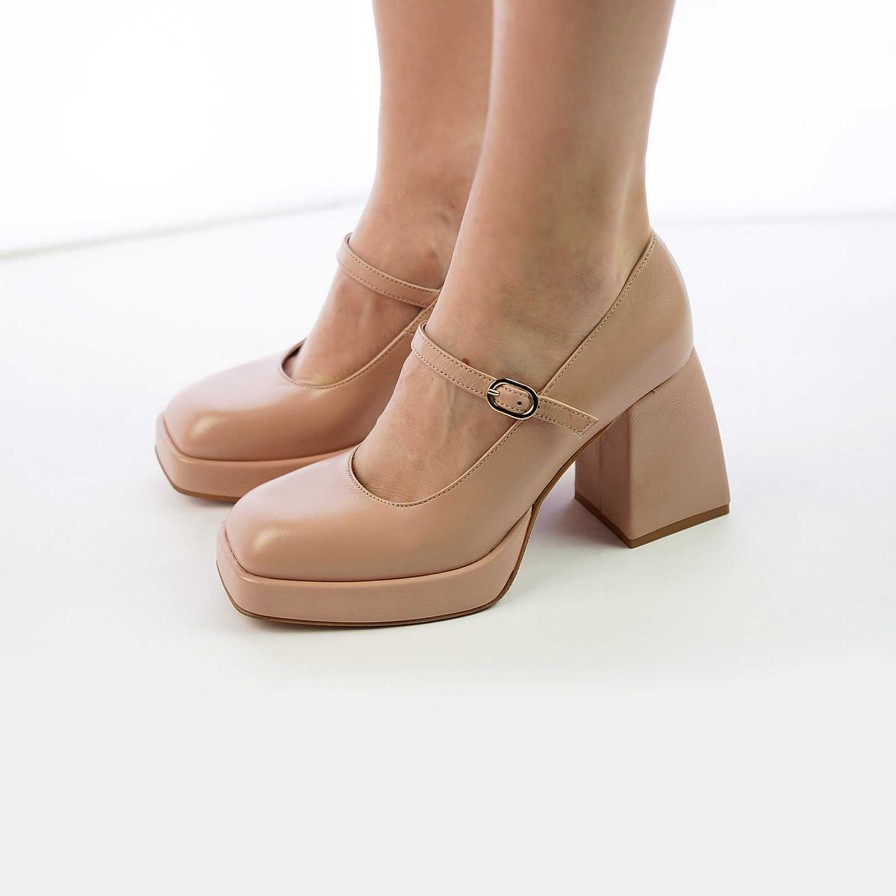 Spring Summer Patty Shoes | Decollete In Nappa With Pink Strap