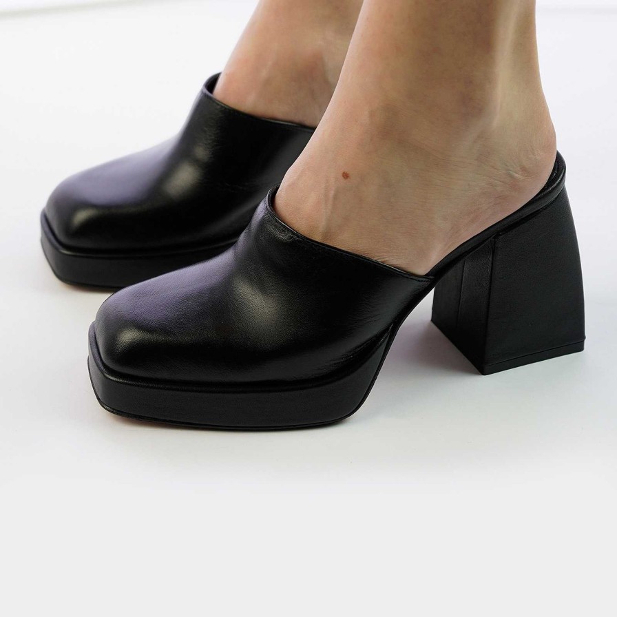 Spring Summer Patty Shoes | Black Nappa Mule