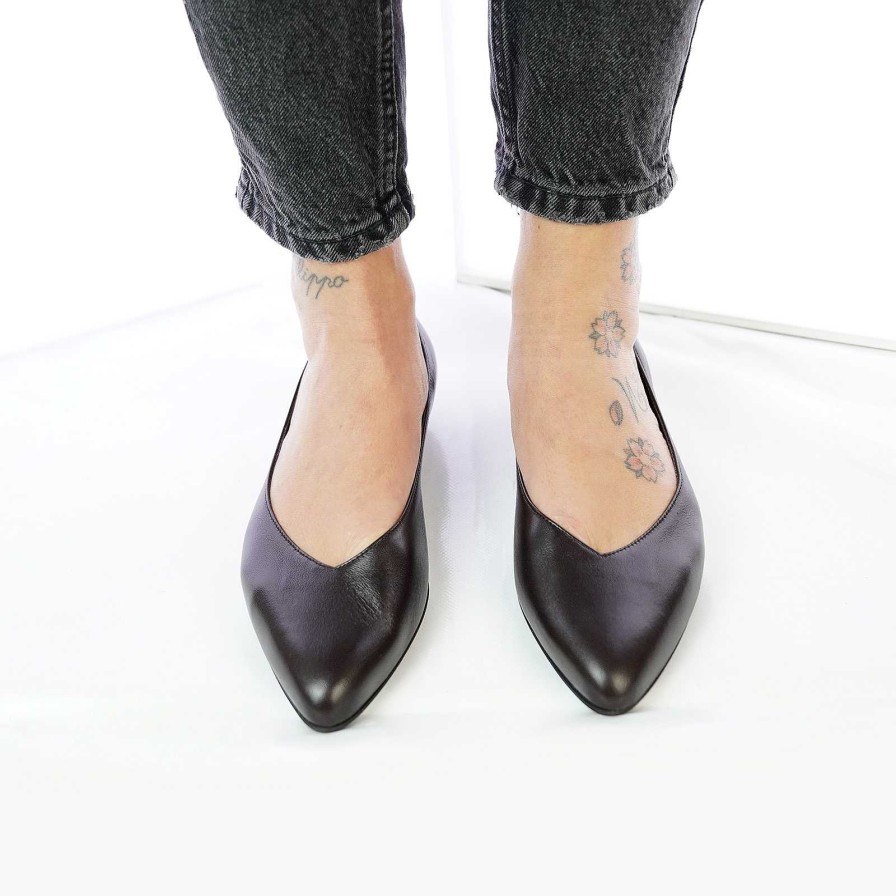 Spring Summer Patty Shoes | Handcrafted Women'S Ballerinas In Genuine Dark Brown Leather