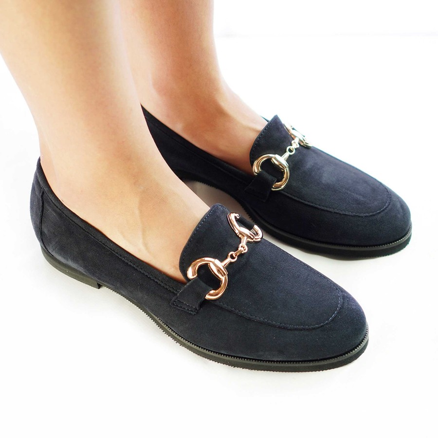 Autumn Winter Patty Shoes | Women'S Suede Moccasins With Blue Horsebits