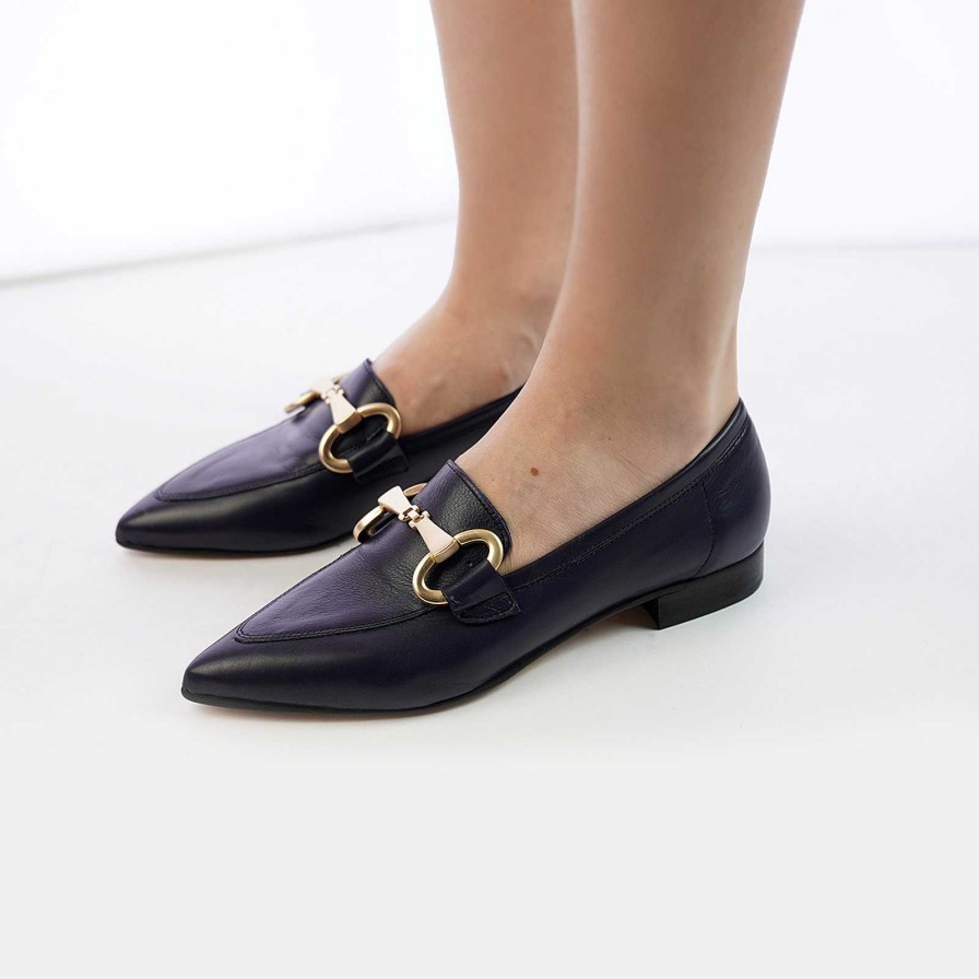 Spring Summer Patty Shoes | Pointed Toe Nappa Loafers With Blue Horsebit