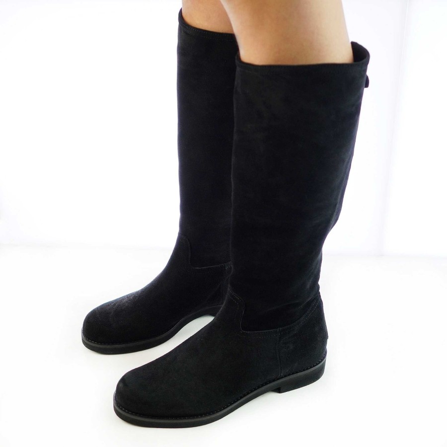 Autumn Winter Patty Shoes | Women'S Handcrafted Suede Boots With Rear Zip And Black Button