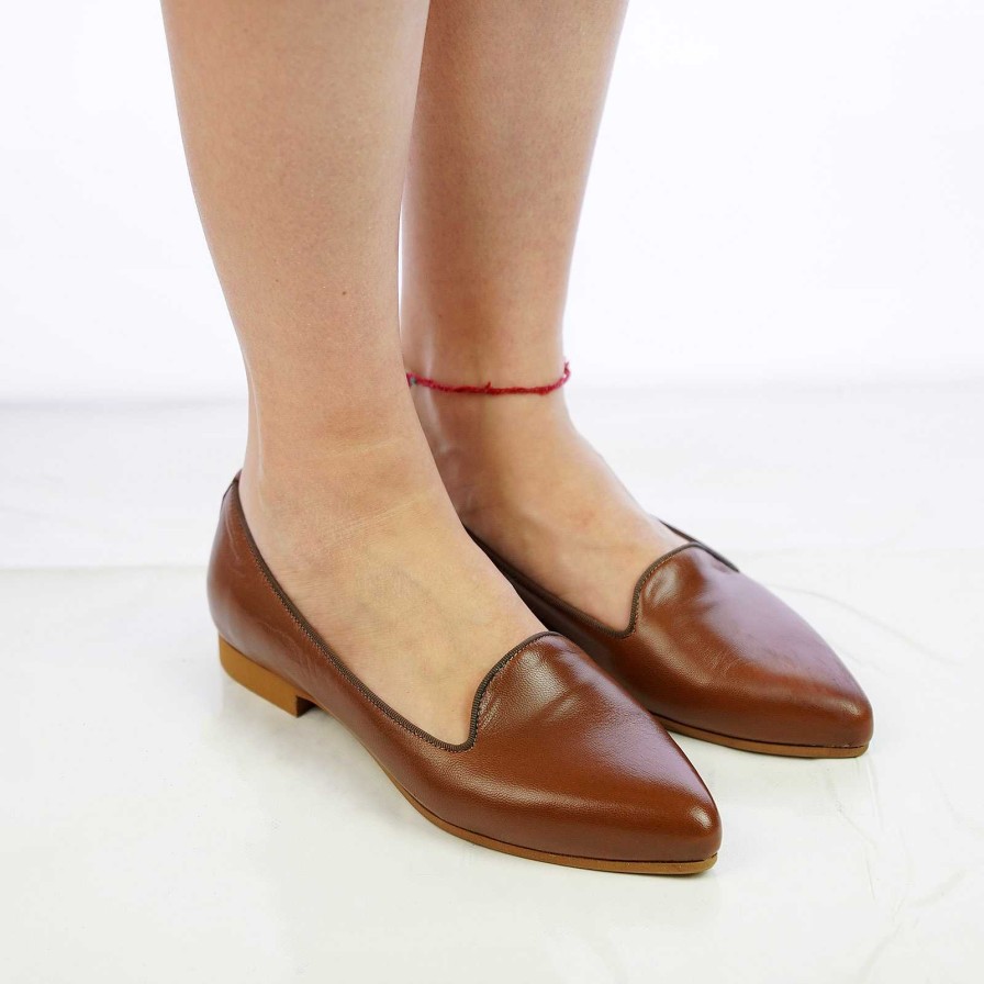 Spring Summer Patty Shoes | Real Leather Ballet Flats In Tan Colour