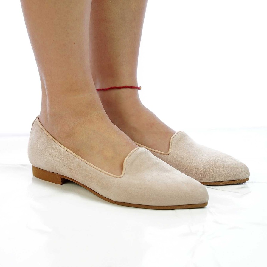 Spring Summer Patty Shoes | Nude Suede Ballet Flats