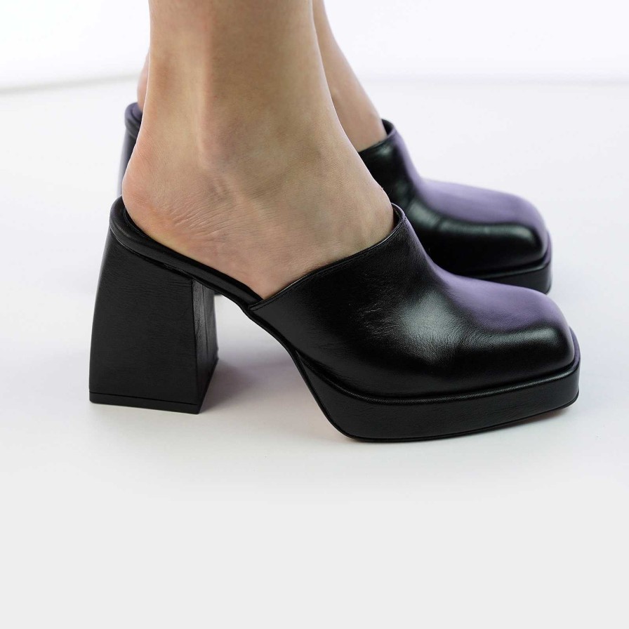 Spring Summer Patty Shoes | Black Nappa Mule