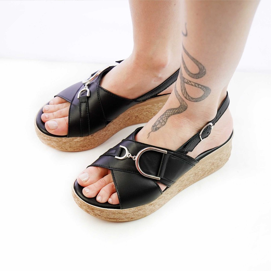 Spring Summer Patty Shoes | Black Leather Sandals