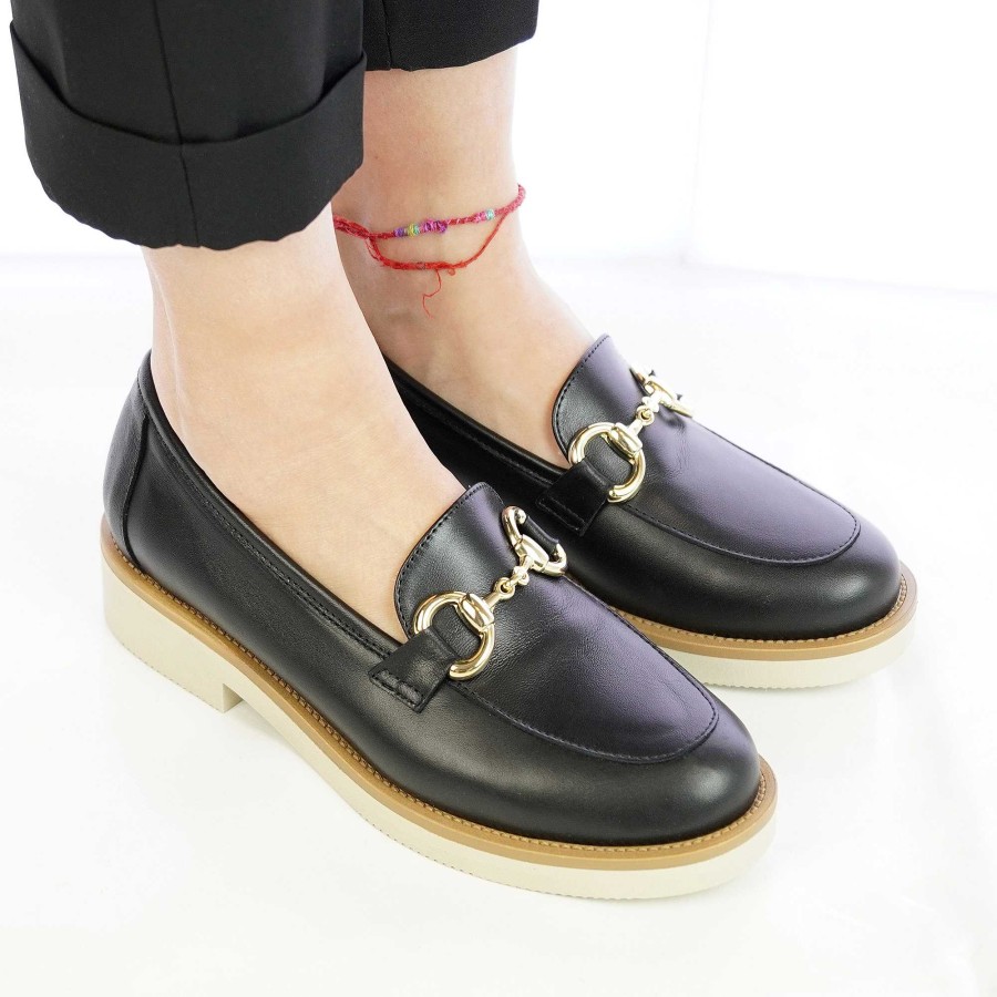 Spring Summer Patty Shoes | Women'S Handcrafted Nappa Moccasins With Black Horsebit