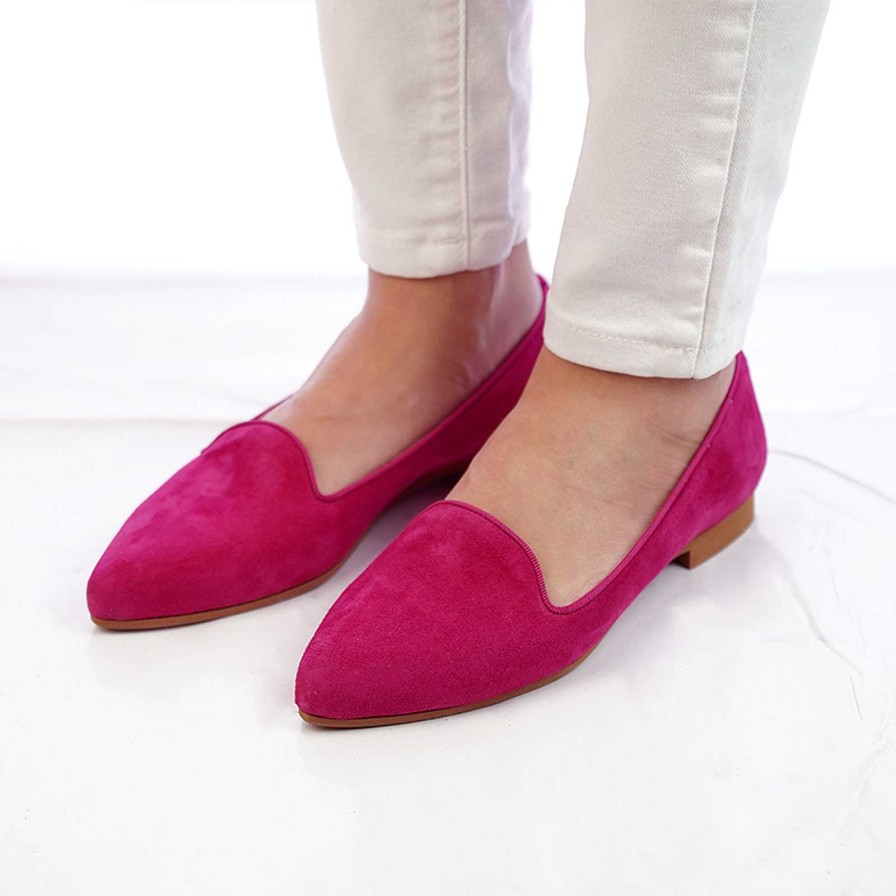 Spring Summer Patty Shoes | Fuchsia Suede Ballet Flats