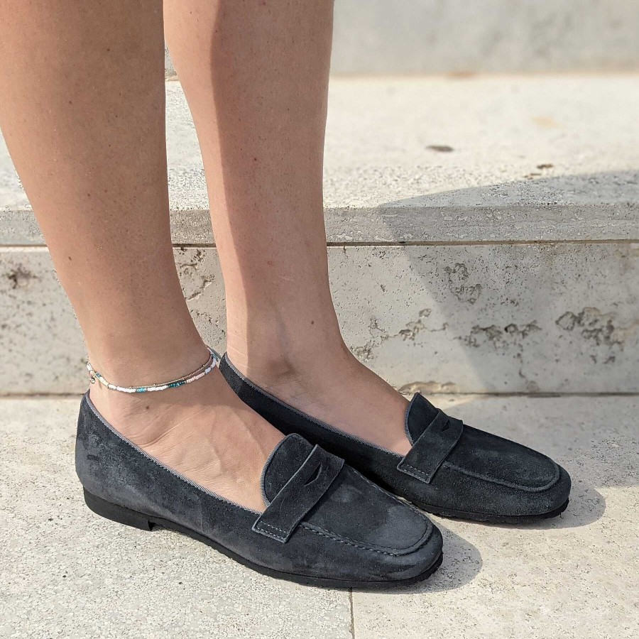 Spring Summer Patty Shoes | Women'S Gray Suede Moccasins