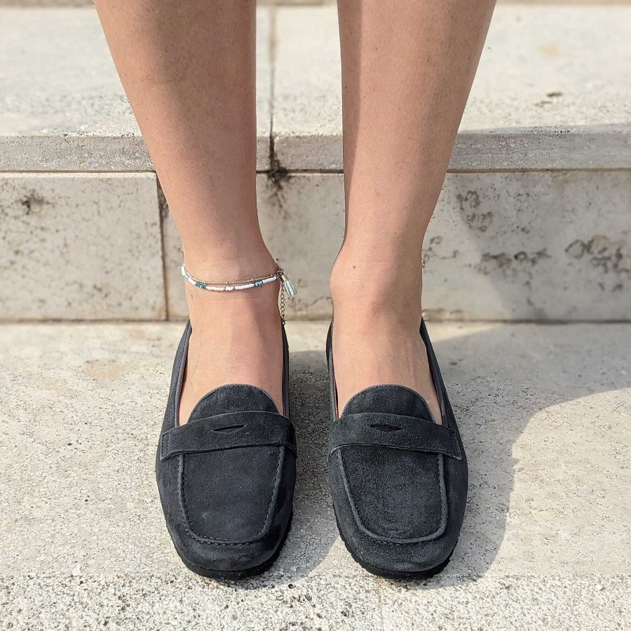 Spring Summer Patty Shoes | Women'S Gray Suede Moccasins