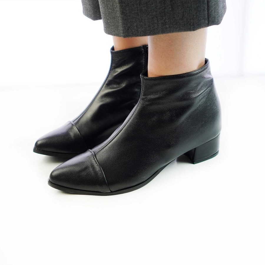 Autumn Winter Patty Shoes | Women'S Black Nappa Ankle Boots With Side Zip