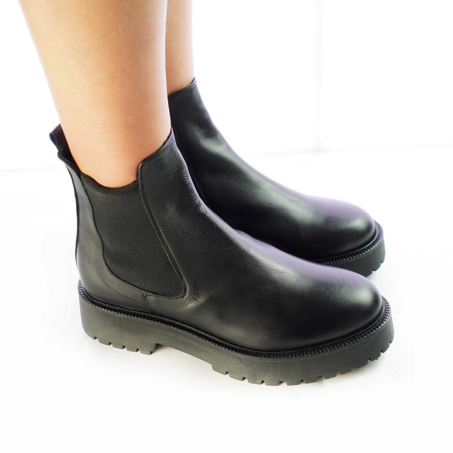 Autumn Winter Patty Shoes | Beatles Low Ankle Boots In Black Genuine Leather