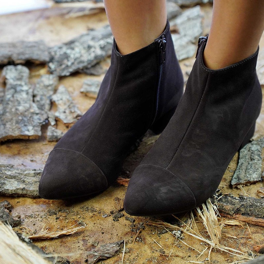 Autumn Winter Patty Shoes | Women'S Brown Suede Ankle Boots With Side Zip