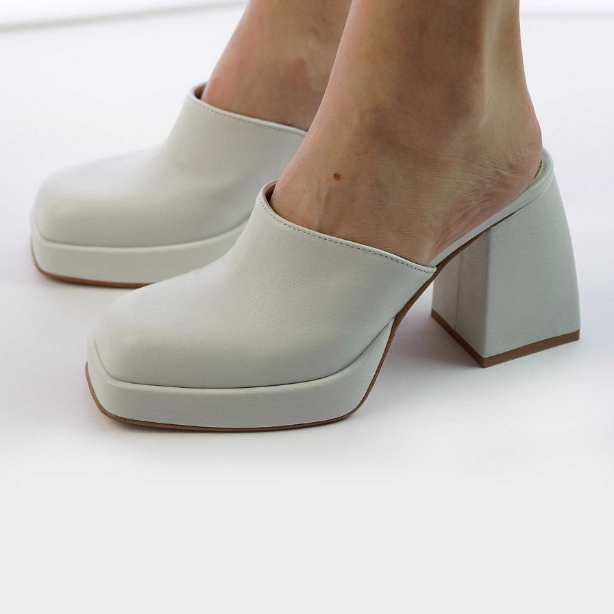 Spring Summer Patty Shoes | White Nappa Mule